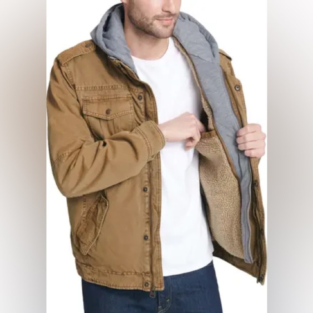 Levi's Tan Performance Jacket with Gray Hood
